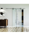 1025 x 2050 x 8 mm Glasschiebetür Rekursiv-Design (R)- Levidor offene Laufrollen-System (VA - Edelstahl)