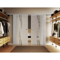 Glasschiebetüren 2 x 775 x 2050mm 2-flügelig Wellen-Design (A)