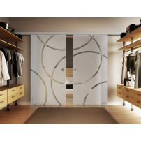 Glasschiebetüren 2 x 400 x 2050mm 2-flügelig Circle-Design (CD)