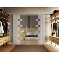 Glasschiebetüren 2 x 400 x 2050mm 2-flügelig Würfel-Design (W)