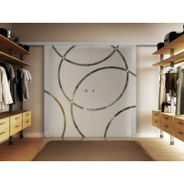 Glasschiebetüren 2 x 650 x 2050mm 2-flügelig Circle-Design (CD)