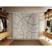 Glasschiebetüren 2 x 400 x 2175 mm 2-flügelig Ellipsen-Design (EF)