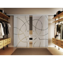 Glasschiebetüren 2 x 400 x 2175 mm 2-flügelig Ellipsen-Design (EF)