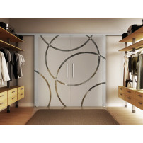 Glasschiebetüren 2 x 525 x 2175 mm 2-flügelig Circle-Design (CD)