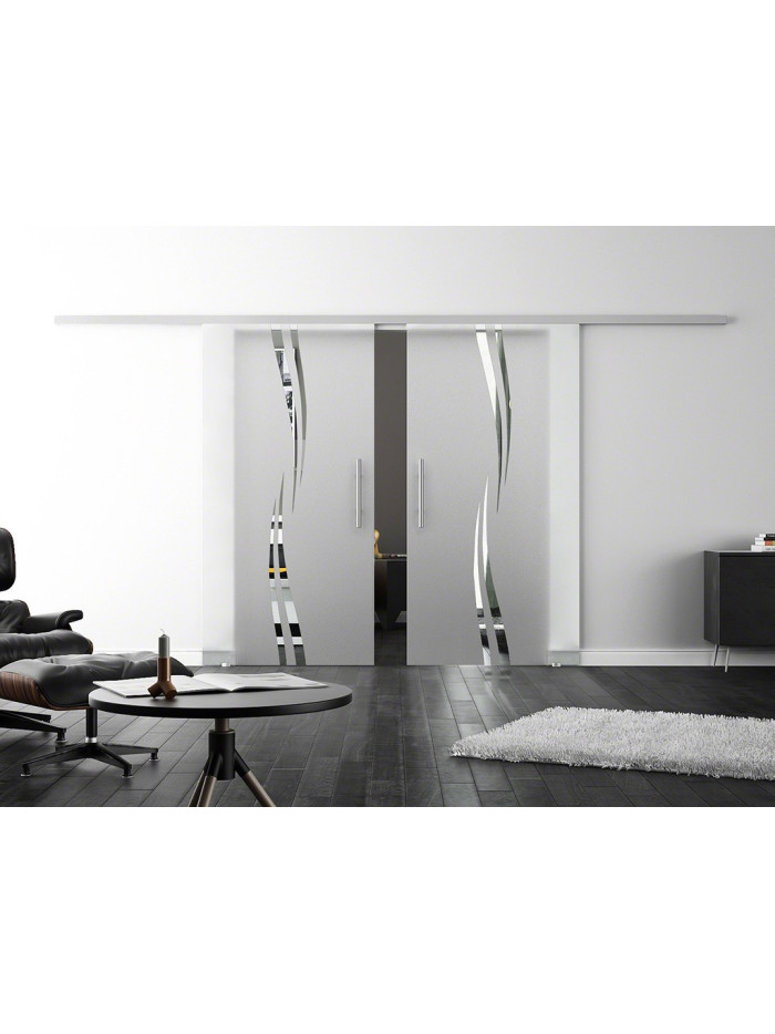 SoftClose Levidor ProfiSlide Schiebetür 2 x 400 x 2050 mm in Wellen-Design (A)