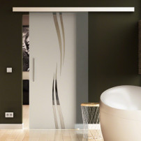 Glasschiebetür Wellen-Design (A) 775x2050mm Edelstahl - Levidor EasySlide