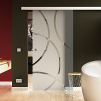 Glasschiebetür Circle-Design (C) 775x2050mm Edelstahl - Levidor EasySlide