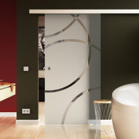 Glasschiebetür Dreh-Design (D) 775x2050mm Edelstahl - Levidor EasySlide
