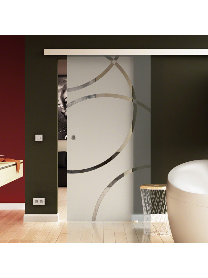 Glasschiebetür Dreh-Design (D) 775x2050mm Edelstahl - Levidor EasySlide Glasschiebetür Dreh-Design (D) 775x2050mm Edelstahl - Levidor EasySlide