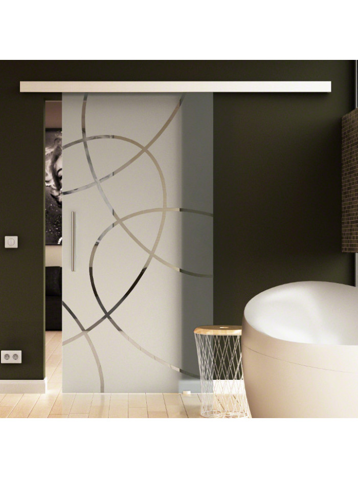 Glasschiebetür Ellipsen-Design (E) 775x2050mm Edelstahl - Levidor EasySlide Glasschiebetür Ellipsen-Design (E) 775x2050mm Edelstahl - Levidor EasySlide