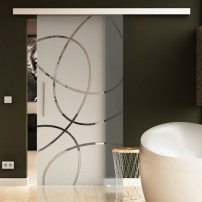Glasschiebetür Frankfurt-Design (F) 775x2050mm Edelstahl - Levidor EasySlide