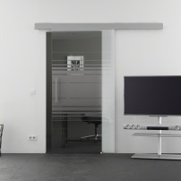 Glasschiebetür Horizont-Design (H) 775x2050mm Edelstahl - Levidor EasySlide