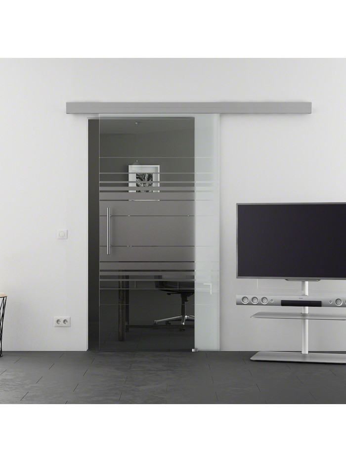 Glasschiebetür Horizont-Design (H) 775x2050mm Edelstahl - Levidor EasySlide Glasschiebetür Horizont-Design (H) 775x2050mm Edelstahl - Levidor EasySlide