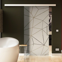 Glasschiebetür Origami-Design (O) 775x2050mm Edelstahl - Levidor EasySlide