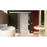 Glasschiebetür Origami-Design (O) 775x2050mm Edelstahl - Levidor EasySlide