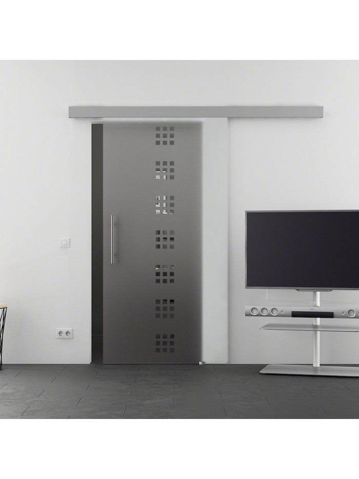 Glasschiebetür Quadrat-Design (Q) 775x2050mm Edelstahl - Levidor EasySlide Glasschiebetür Quadrat-Design (Q) 775x2050mm Edelstahl - Levidor EasySlide