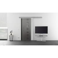 Glasschiebetür Quadrat-Design (Q) 775x2050mm Edelstahl - Levidor EasySlide