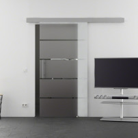 Glasschiebetür Streifen-Design (S) 775x2050mm Edelstahl - Levidor EasySlide