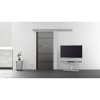 Glasschiebetür Streifen-Design (S) 775x2050mm Edelstahl - Levidor EasySlide