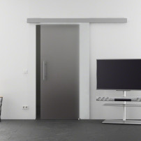 775 x 2050 mm Ganzglaschiebetür vollflächig satiniert Levidor Basic / slimLine