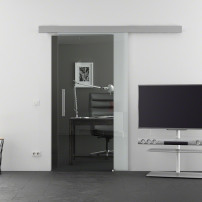 650 x 2050 mm Ganzglaschiebetür Klarglas Levidor Basic / slimLine