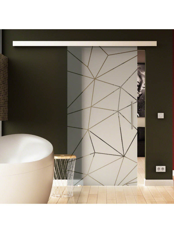 Glasschiebetür Origami-Design (O) 650x2050mm Edelstahl - Levidor EasySlide Glasschiebetür Origami-Design (O) 650x2050mm Edelstahl - Levidor EasySlide
