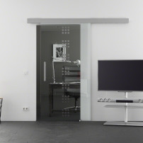 Glasschiebetür Rekursiv-Design (R) 650x2050mm Edelstahl - Levidor EasySlide