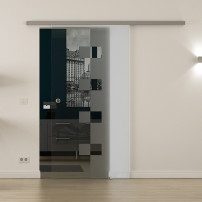 SoftClose Levidor ProfiSlide Schiebetür 650 x 2050 mm Würfel-Design (W)