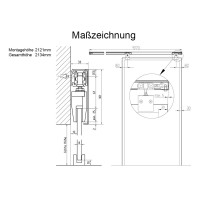 Glasschiebetür Aluminium-Schienensystem Beschlag 4000 mm Länge